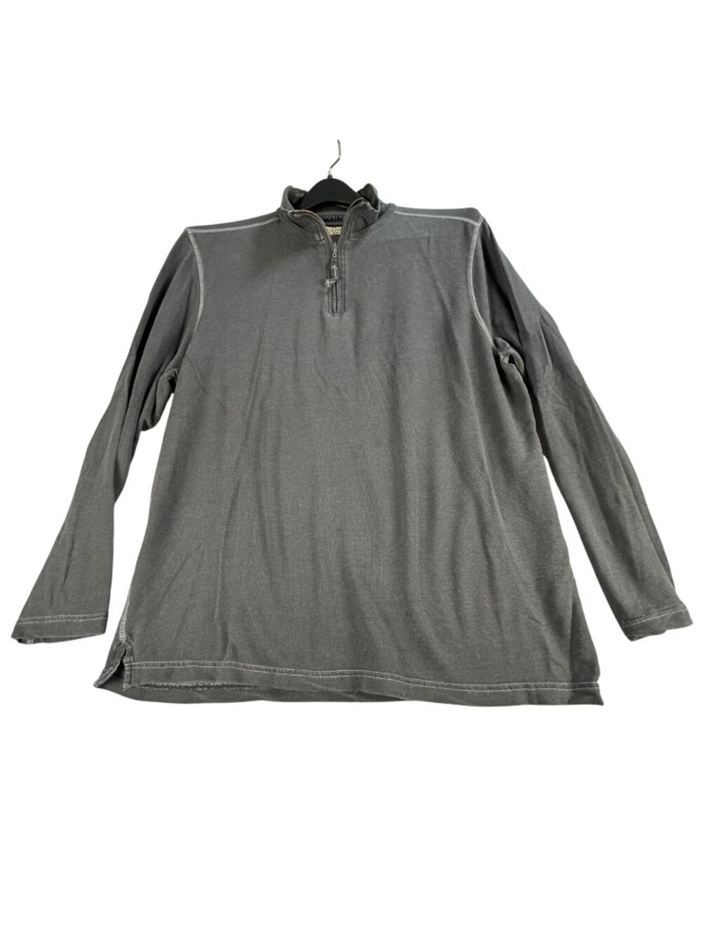 True Grit Gray 1/4 Zip Long Sleeve Pullover Mens L Lightweight Casual Layering